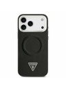 Guess Guess PU Bőr Háromszög Logo MagSafe Hátlap iPhone 17 Pro Max-hoz Fekete