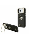 Guess Guess PU Grained 4G Logo Állvány Kamera Keret Hátlap iPhone 17 Pro Max-hoz Fekete