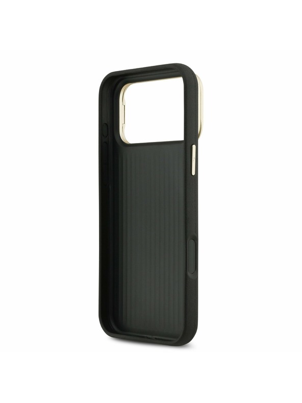 Guess Guess PU Grained 4G Logo Állvány Kamera Keret Hátlap iPhone 17 Pro Max-hoz Fekete