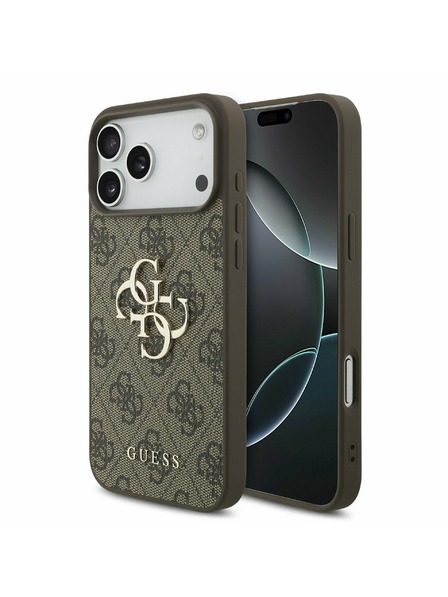 Guess Guess PU 4G Metal Logo Hátlap iPhone 17 Pro Max-hoz Barna