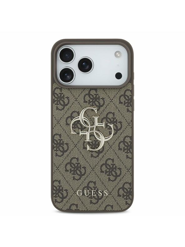 Guess Guess PU 4G Metal Logo Hátlap iPhone 17 Pro Max-hoz Barna