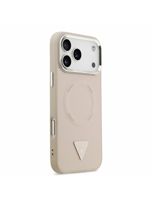 Guess Guess PU Bőr Háromszög Logo MagSafe Hátlap iPhone 17 Pro Max-hoz Rózsaszín