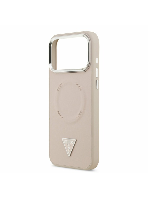 Guess Guess PU Bőr Háromszög Logo MagSafe Hátlap iPhone 17 Pro Max-hoz Rózsaszín