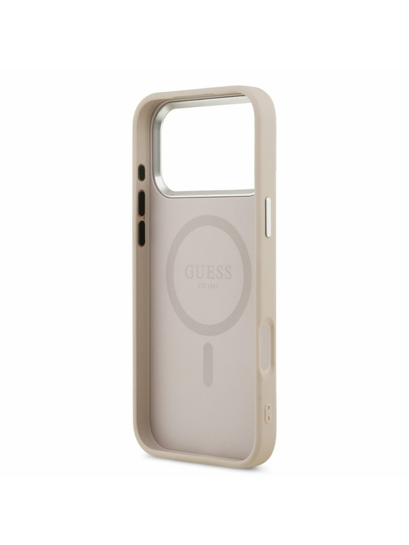 Guess Guess PU Bőr Háromszög Logo MagSafe Hátlap iPhone 17 Pro Max-hoz Rózsaszín