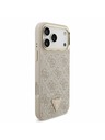 Guess Guess PU Bőr 4G Strass Háromszög Logo Arany Keret MagSafe Hátlap iPhone 17 Pro Max-hoz Rózsaszín