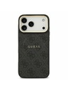 Guess Guess PU Bőr 4G Arany Keret MagSafe Hátlap iPhone 17 Pro Max-hoz Fekete