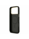 Guess Guess PU Bőr 4G Arany Keret MagSafe Hátlap iPhone 17 Pro Max-hoz Fekete