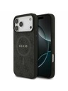 Guess Guess PU Bőr 4G Színes Gyűrű MagSafe Hátlap iPhone 17 Pro Max-hoz Fekete