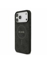 Guess Guess PU Bőr 4G Színes Gyűrű MagSafe Hátlap iPhone 17 Pro Max-hoz Fekete
