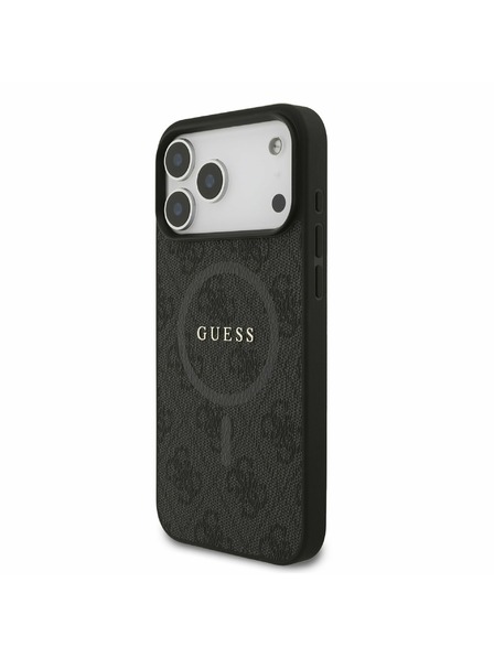 Guess Guess PU Bőr 4G Színes Gyűrű MagSafe Hátlap iPhone 17 Pro Max-hoz Fekete