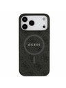 Guess Guess PU Bőr 4G Színes Gyűrű MagSafe Hátlap iPhone 17 Pro Max-hoz Fekete