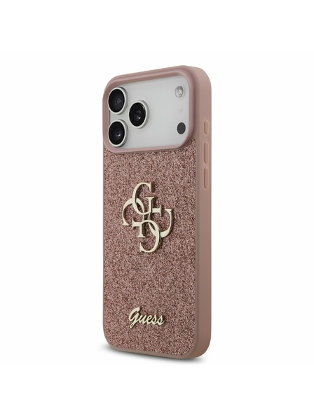 Guess Guess PU Fixed Glitter 4G Metal Logo Hátlap iPhone 17 Pro Max-hoz Rózsaszín