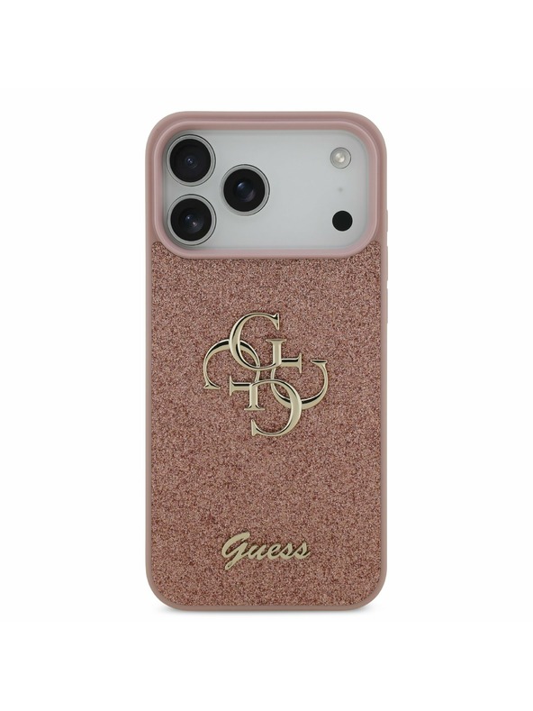 Guess Guess PU Fixed Glitter 4G Metal Logo Hátlap iPhone 17 Pro Max-hoz Rózsaszín