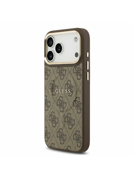Guess Guess PU Bőr 4G Arany Keret MagSafe Hátlap iPhone 17 Pro Max-hoz Barna