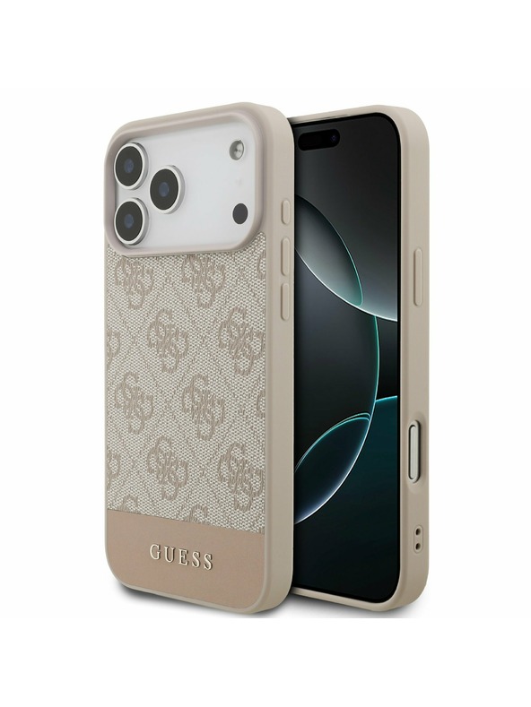 Guess Guess PU 4G Csík Hátlap iPhone 17 Pro Max-hoz Rózsaszín