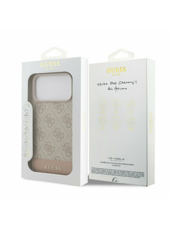 Guess Guess PU 4G Csík Hátlap iPhone 17 Pro Max-hoz Rózsaszín