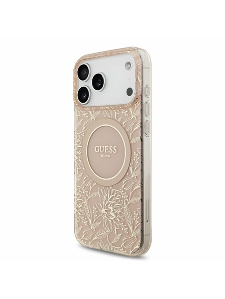 Guess Guess IML Virágok Mindenhol Pánt MagSafe Hátlap iPhone 17 Pro Max-hoz Rózsaszín