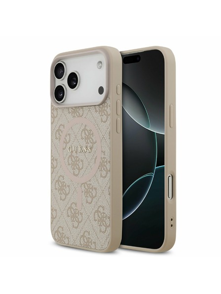 Guess Guess PU Bőr 4G Színes Gyűrű MagSafe Hátlap iPhone 17 Pro Max-hoz Rózsaszín