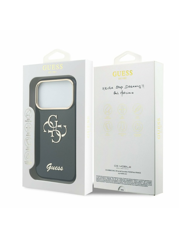 Guess Guess IML 4G Script Metal Logo Hátlap iPhone 17 Pro Max-hoz Kék