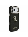 Guess Guess PU Fixed Glitter 4G Metal Keret Hátlap iPhone 17 Pro Max-hoz Fekete