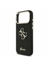 Guess Guess PU Fixed Glitter 4G Metal Keret Hátlap iPhone 17 Pro Max-hoz Fekete