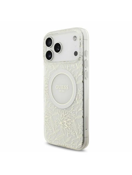 Guess Guess IML Virágok Mindenhol Pánt MagSafe Hátlap iPhone 17 Pro Max-hoz Fehér