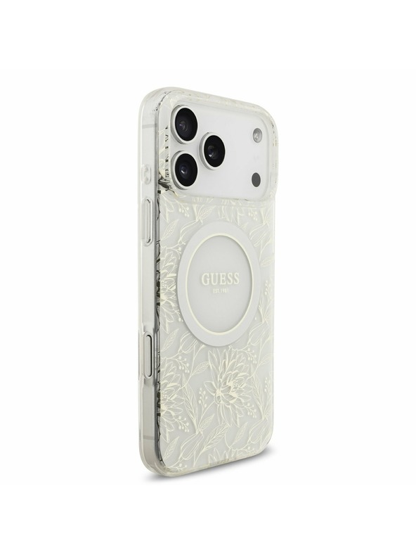 Guess Guess IML Virágok Mindenhol Pánt MagSafe Hátlap iPhone 17 Pro Max-hoz Fehér