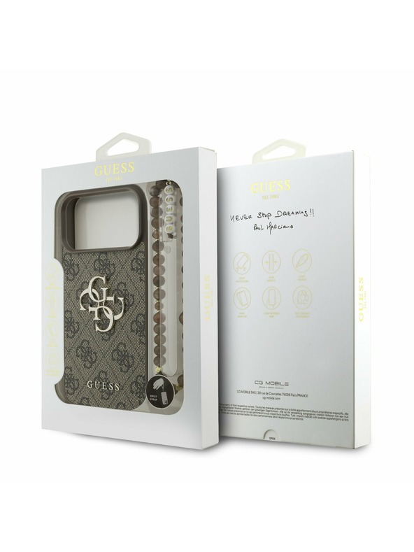 Guess Guess PU 4G Metal Logo Pánt Hátlap iPhone 17 Pro Max-hoz Barna