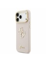 Guess Guess PU Grained 4G Logo Állvány Kamera Keret Hátlap iPhone 17 Pro Max-hoz Rózsaszín