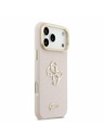 Guess Guess PU Grained 4G Logo Állvány Kamera Keret Hátlap iPhone 17 Pro Max-hoz Rózsaszín