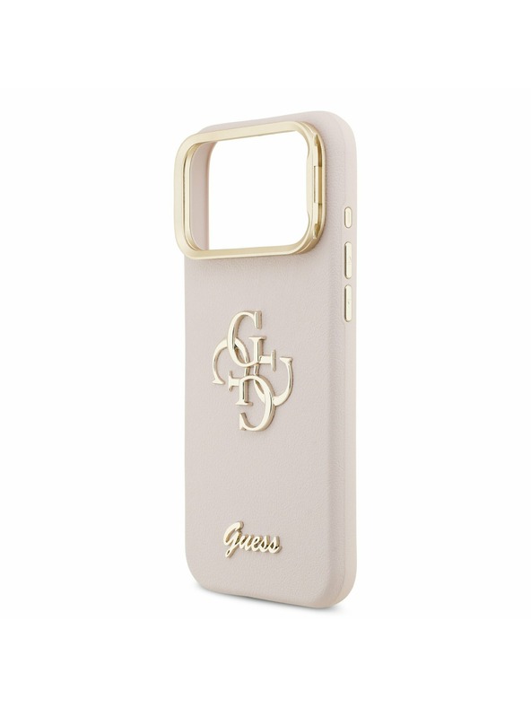 Guess Guess PU Grained 4G Logo Állvány Kamera Keret Hátlap iPhone 17 Pro Max-hoz Rózsaszín