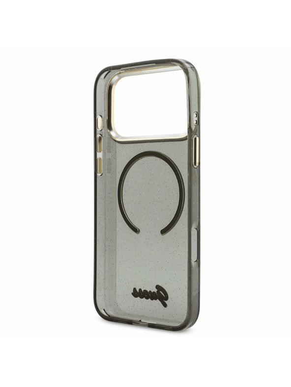 Guess Guess IML Glitter Script Pánt MagSafe Hátlap iPhone 17 Pro Max-hoz Fekete