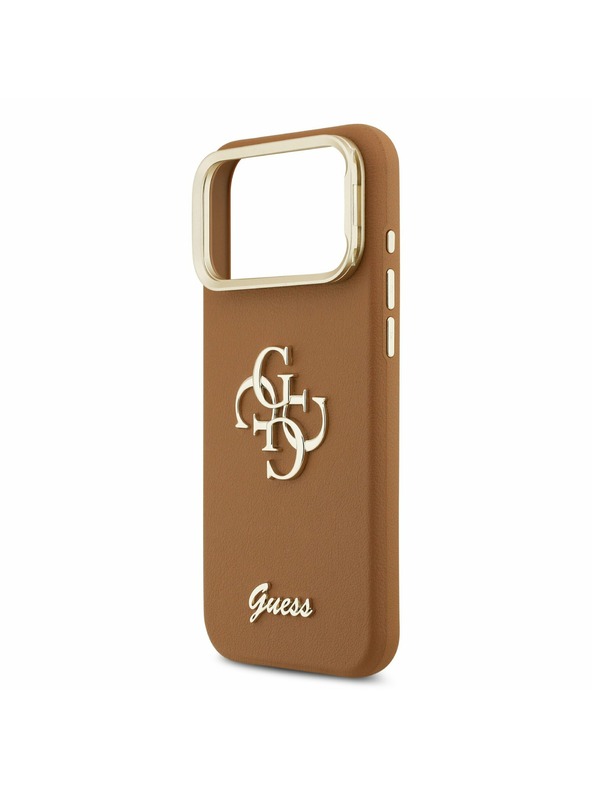 Guess Guess PU Grained 4G Logo Stand Camera Frame Hátsó Tok iPhone 17 Pro Max-hoz Barna