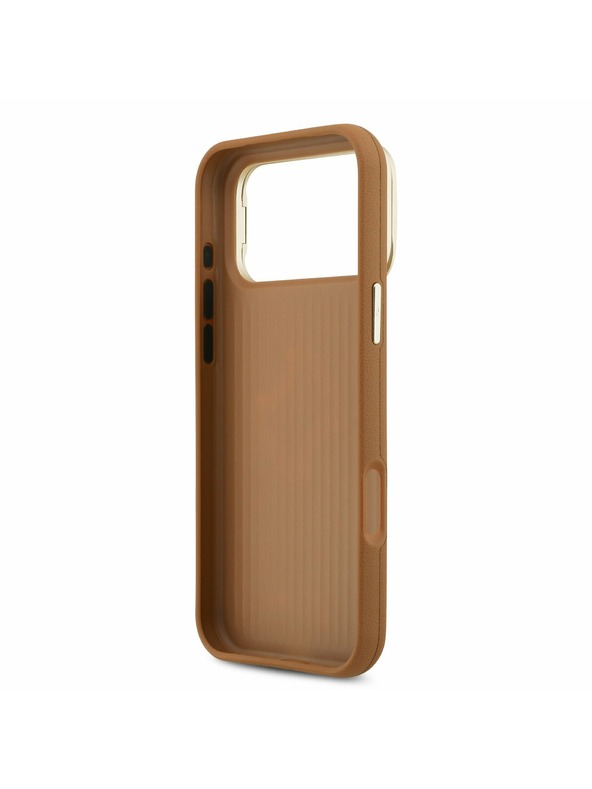 Guess Guess PU Grained 4G Logo Stand Camera Frame Hátsó Tok iPhone 17 Pro Max-hoz Barna
