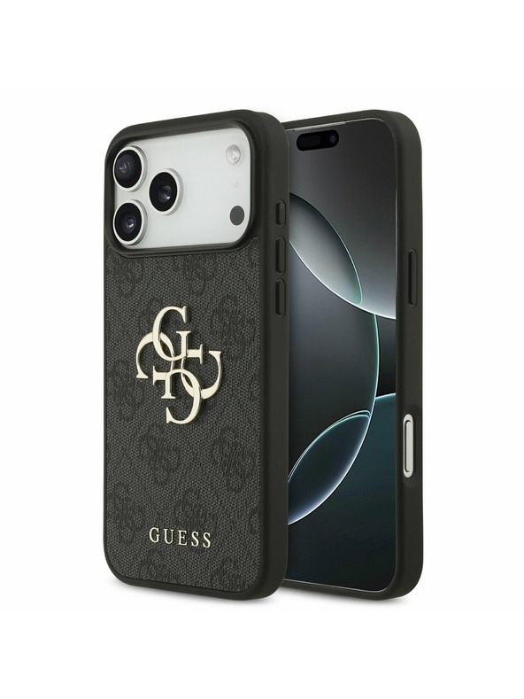 Guess Guess PU 4G Metal Logo Hátsó Tok iPhone 17 Pro Max-hoz Szürke