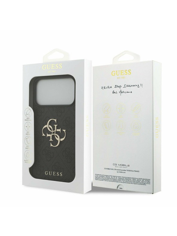 Guess Guess PU 4G Metal Logo Hátsó Tok iPhone 17 Pro Max-hoz Szürke
