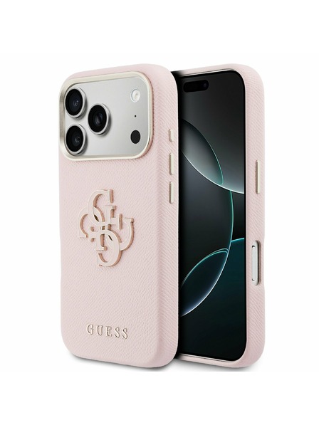 Guess Guess PU Resin Logo Hátsó Tok iPhone 17 Pro Max-hoz Rózsaszín