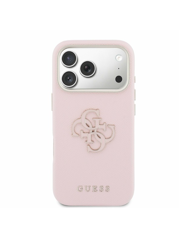 Guess Guess PU Resin Logo Hátsó Tok iPhone 17 Pro Max-hoz Rózsaszín