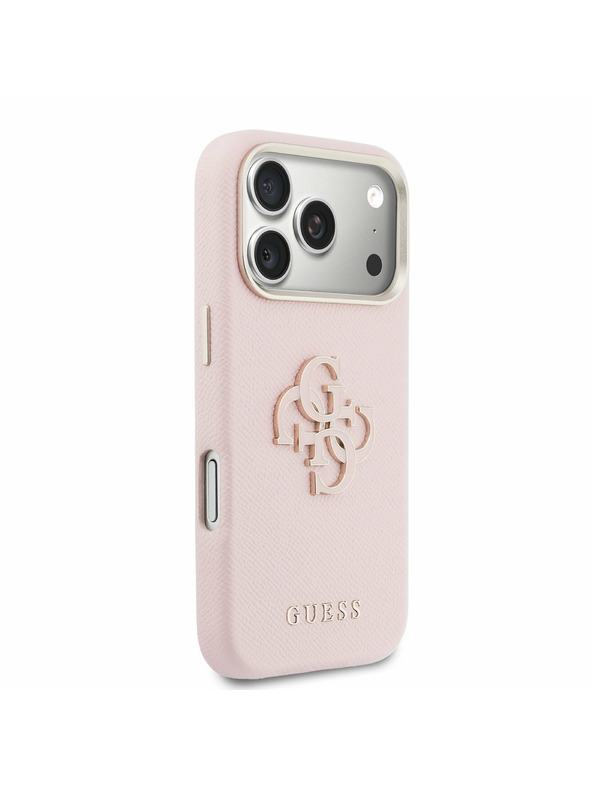 Guess Guess PU Resin Logo Hátsó Tok iPhone 17 Pro Max-hoz Rózsaszín