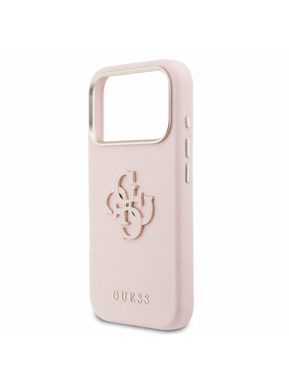 Guess Guess PU Resin Logo Hátsó Tok iPhone 17 Pro Max-hoz Rózsaszín