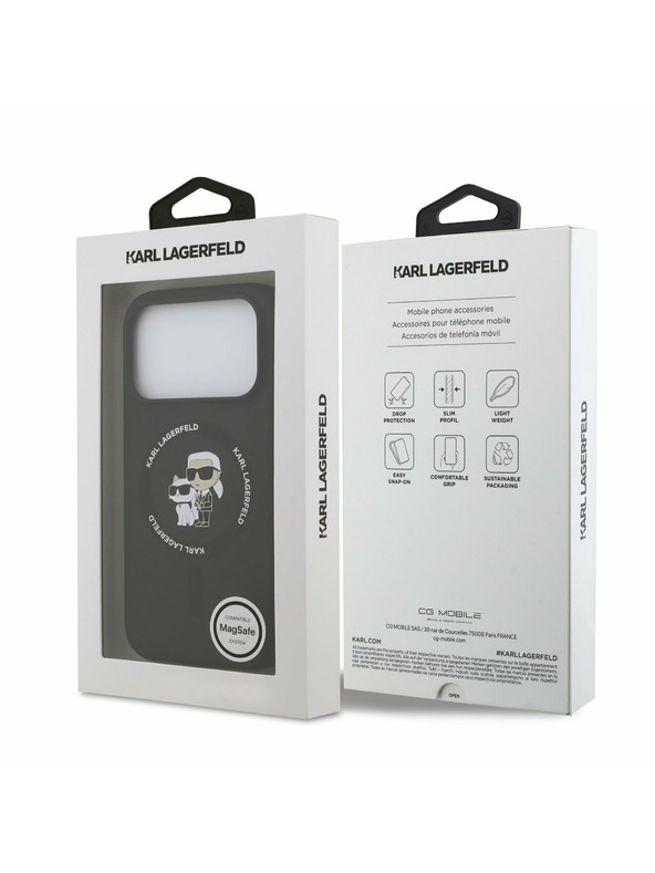 Karl Lagerfeld Karl Lagerfeld Liquid Silicone Karl and Choupette MagSafe Hátsó Tok iPhone 17 Pro Max-hoz Fekete