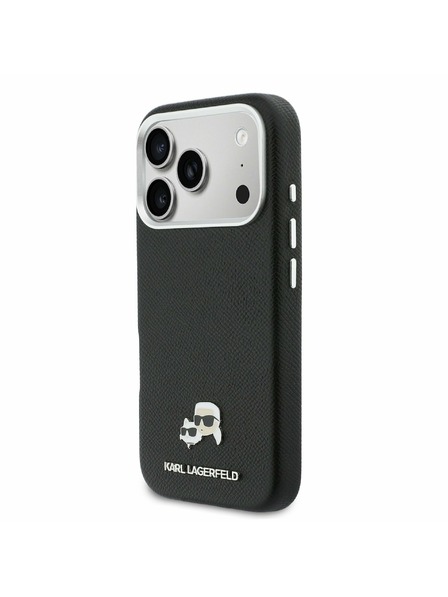 Karl Lagerfeld Karl Lagerfeld PU Karl and Choupette Heads Pins MagSafe Hátsó Tok iPhone 17 Pro Max-hoz Fekete