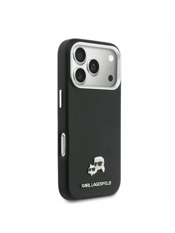 Karl Lagerfeld Karl Lagerfeld PU Karl and Choupette Heads Pins MagSafe Hátsó Tok iPhone 17 Pro Max-hoz Fekete