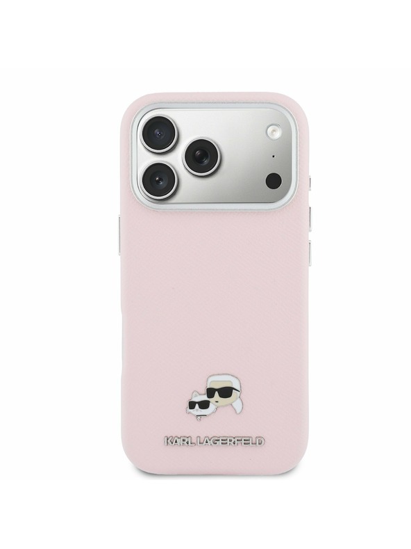 Karl Lagerfeld Karl Lagerfeld PU Karl and Choupette Heads Pins MagSafe Hátsó Tok iPhone 17 Pro Max-hoz Rózsaszín