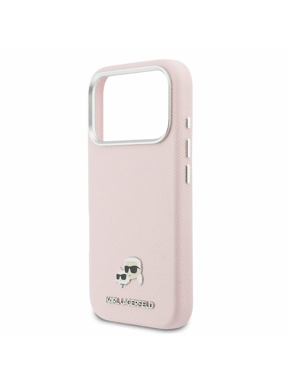 Karl Lagerfeld Karl Lagerfeld PU Karl and Choupette Heads Pins MagSafe Hátsó Tok iPhone 17 Pro Max-hoz Rózsaszín