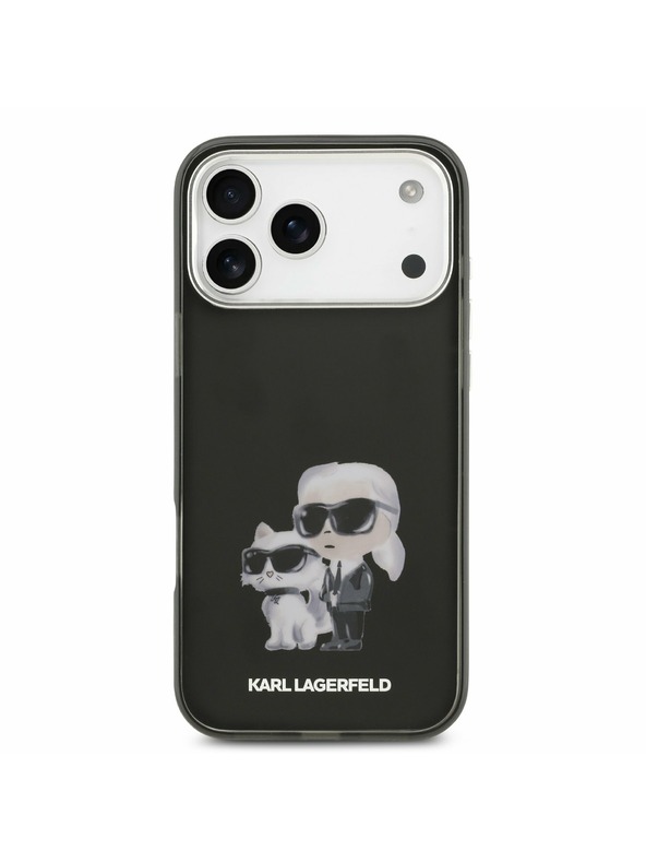 Karl Lagerfeld Karl Lagerfeld IML Aquarelle Karl and Choupette Hátsó Tok iPhone 17 Pro Max-hoz Fekete