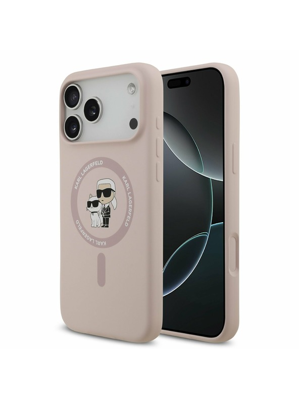 Karl Lagerfeld Karl Lagerfeld Liquid Silicone Karl and Choupette MagSafe Hátsó Tok iPhone 17 Pro Max-hoz Rózsaszín