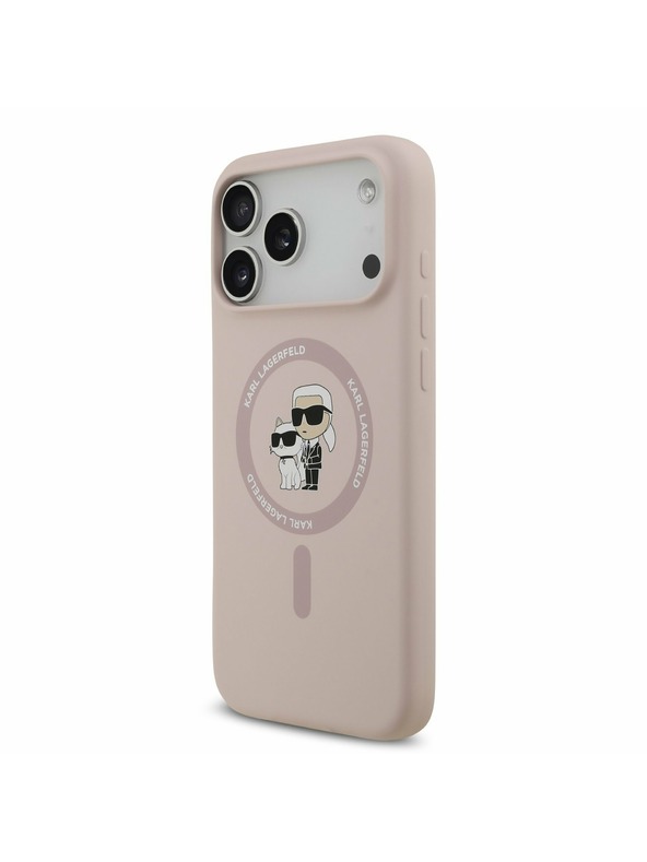 Karl Lagerfeld Karl Lagerfeld Liquid Silicone Karl and Choupette MagSafe Hátsó Tok iPhone 17 Pro Max-hoz Rózsaszín