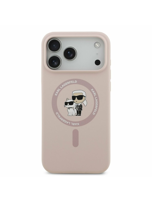 Karl Lagerfeld Karl Lagerfeld Liquid Silicone Karl and Choupette MagSafe Hátsó Tok iPhone 17 Pro Max-hoz Rózsaszín
