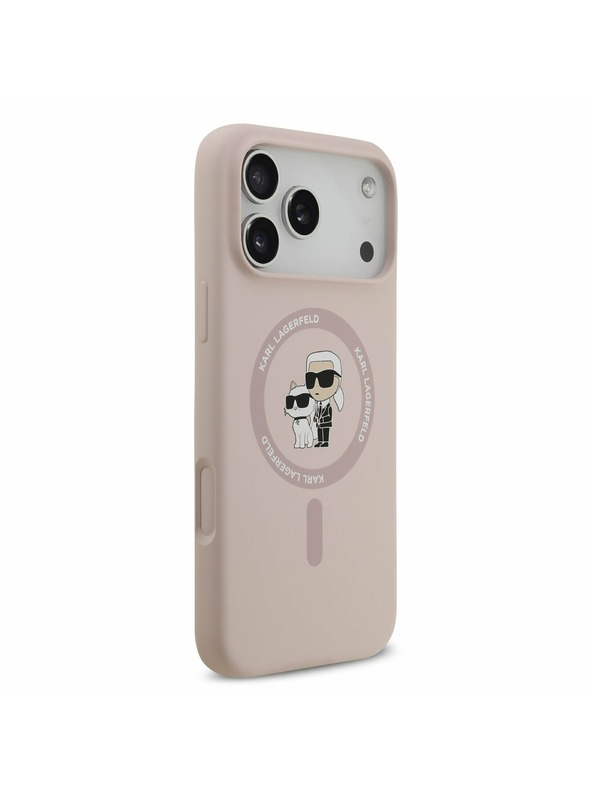 Karl Lagerfeld Karl Lagerfeld Liquid Silicone Karl and Choupette MagSafe Hátsó Tok iPhone 17 Pro Max-hoz Rózsaszín